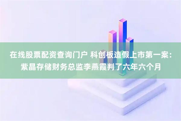 在线股票配资查询门户 科创板造假上市第一案：紫晶存储财务总监李燕霞判了六年六个月