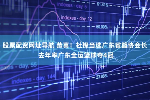 股票配资网址导航 恭喜！杜锋当选广东省篮协会长 去年率广东全运篮球夺4冠