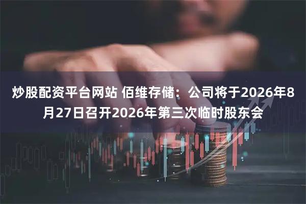 炒股配资平台网站 佰维存储：公司将于2026年8月27日召开2026年第三次临时股东会